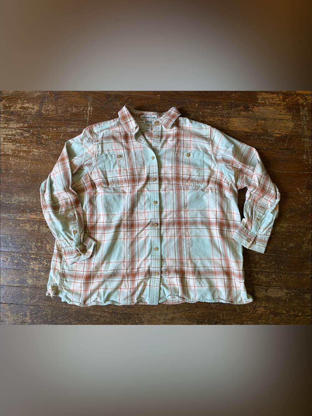 Duluth Trading Co White Button-Down Shirt with Coral Plaid Size 2X